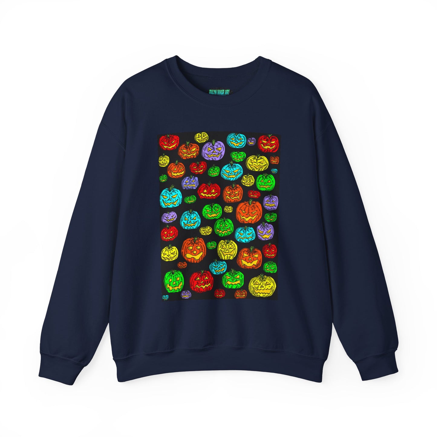 Halloween Colorful Pumpkin Graphic Crewneck Sweatshirt