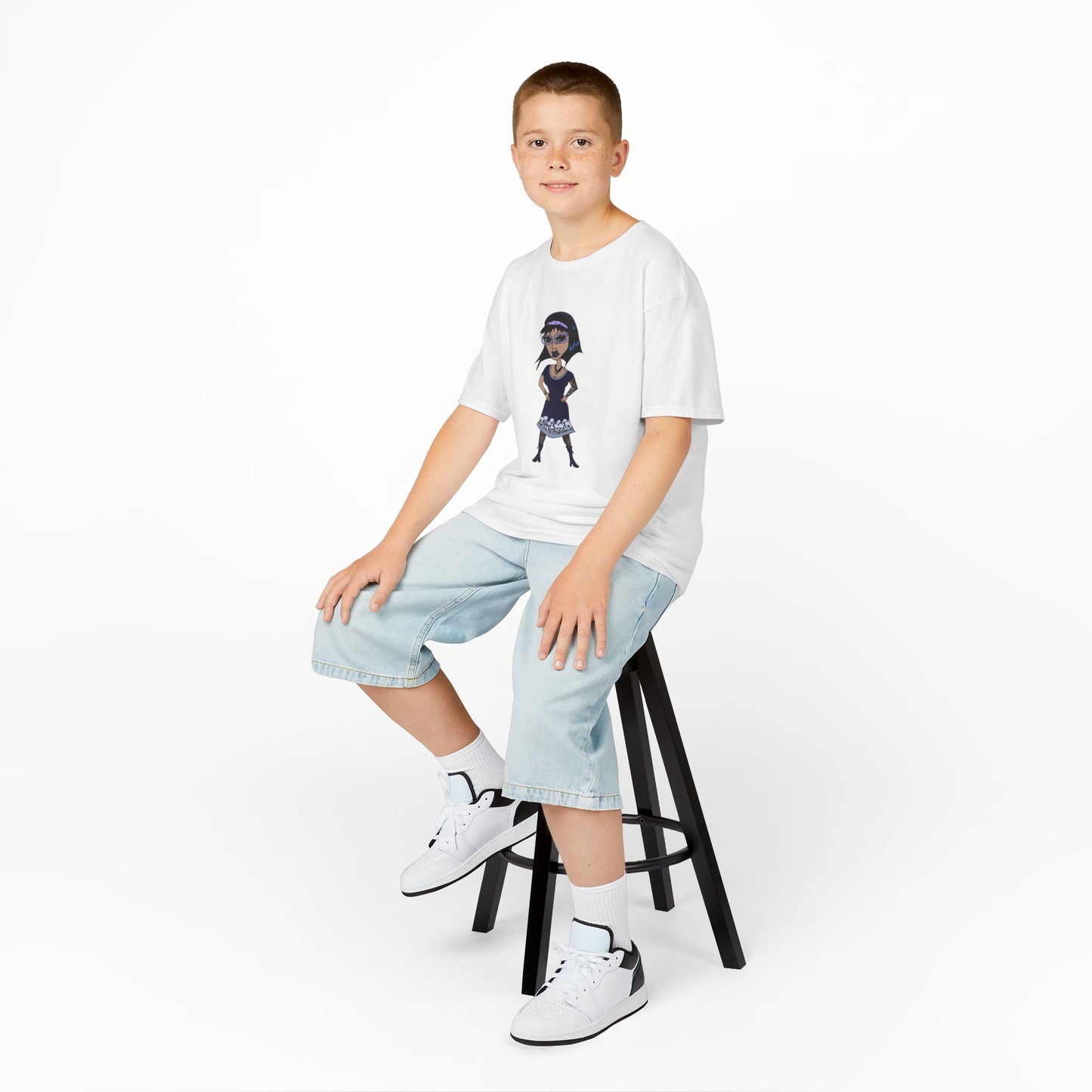 Kids Tee — Vintage Gothic Girl Cartoon Graphic Tee for Children