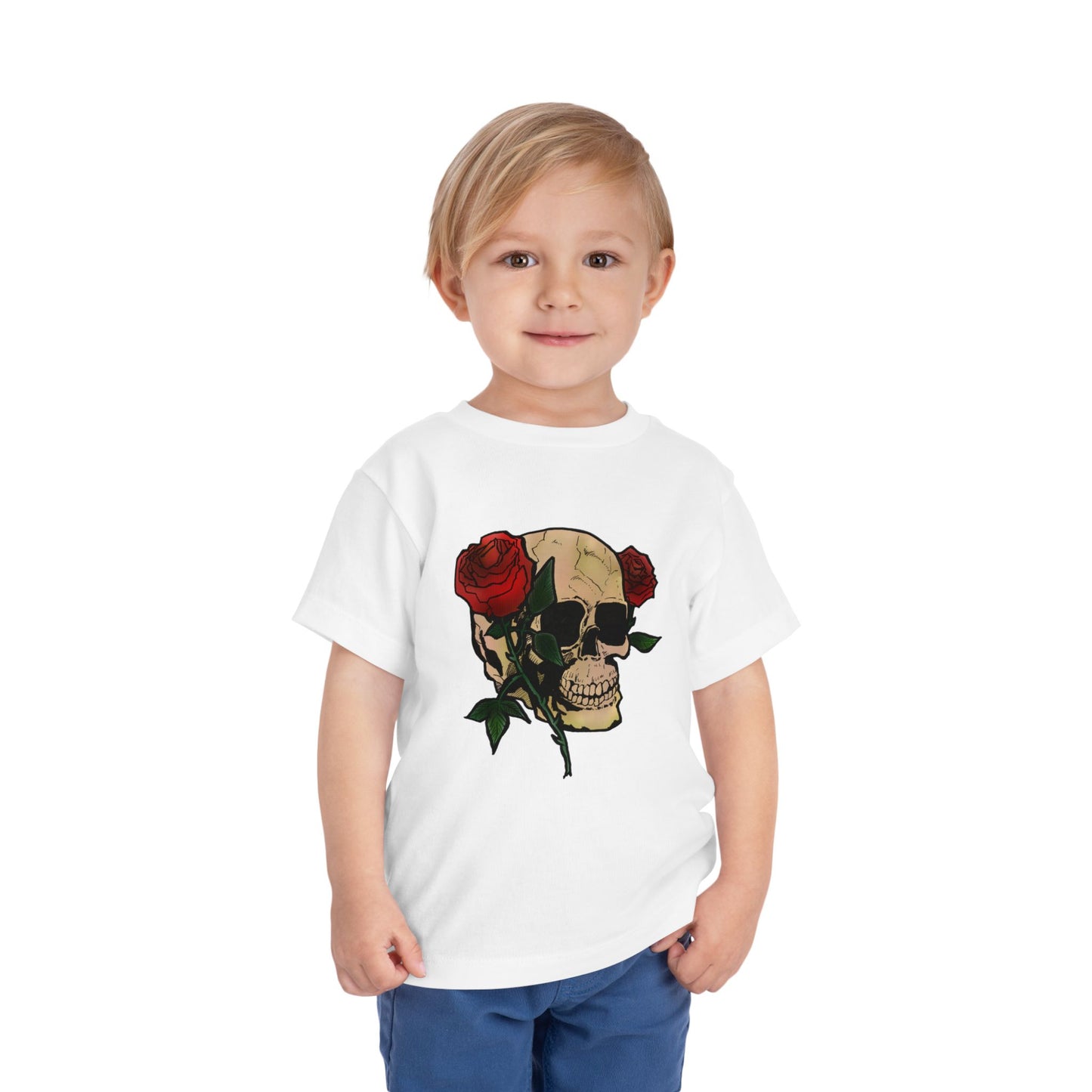 Toddler Tee — Skull with Red Roses Graphic