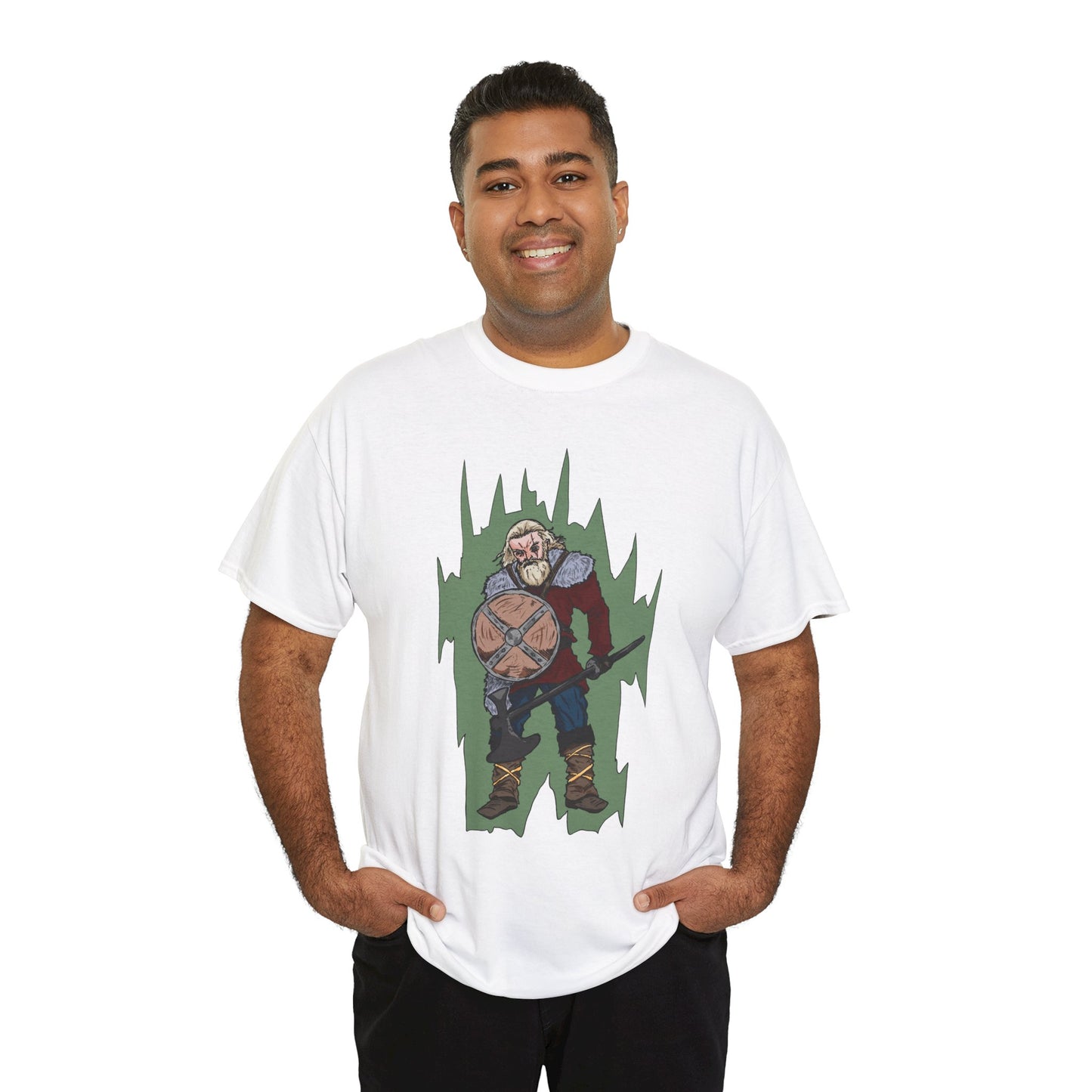 Epic Warrior Graphic Tee, Unisex Heavy Cotton Shirt, Casual Wear, Gamer Gift, Medieval Art Clothing, Battle Theme Fashion