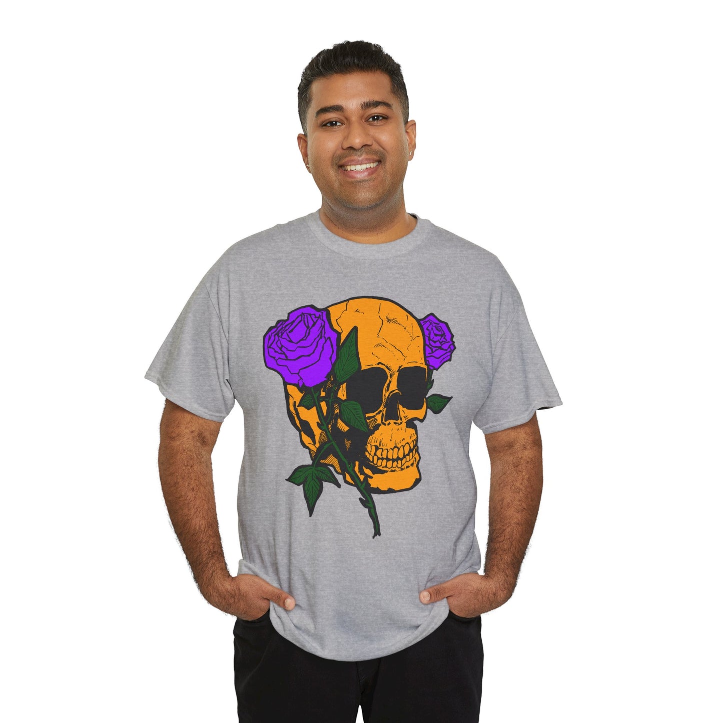 Skull and Roses Unisex Tee, Gothic Aesthetic Shirt, Vintage Graphic T-Shirt, Streetwear Essentials, Edgy Casual Wear