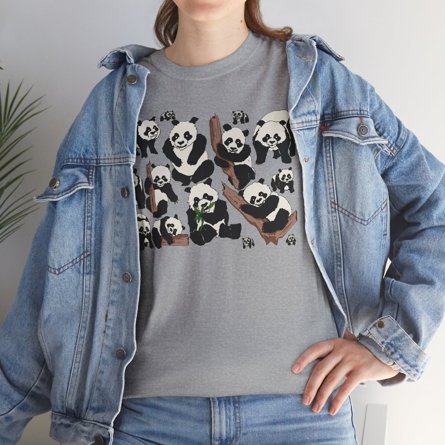 Cute Panda Design Unisex Heavy Cotton Tee | Animal Lover Gift, Casual Wear, Eco-Friendly Apparel, Nature Enthusiast Clothing