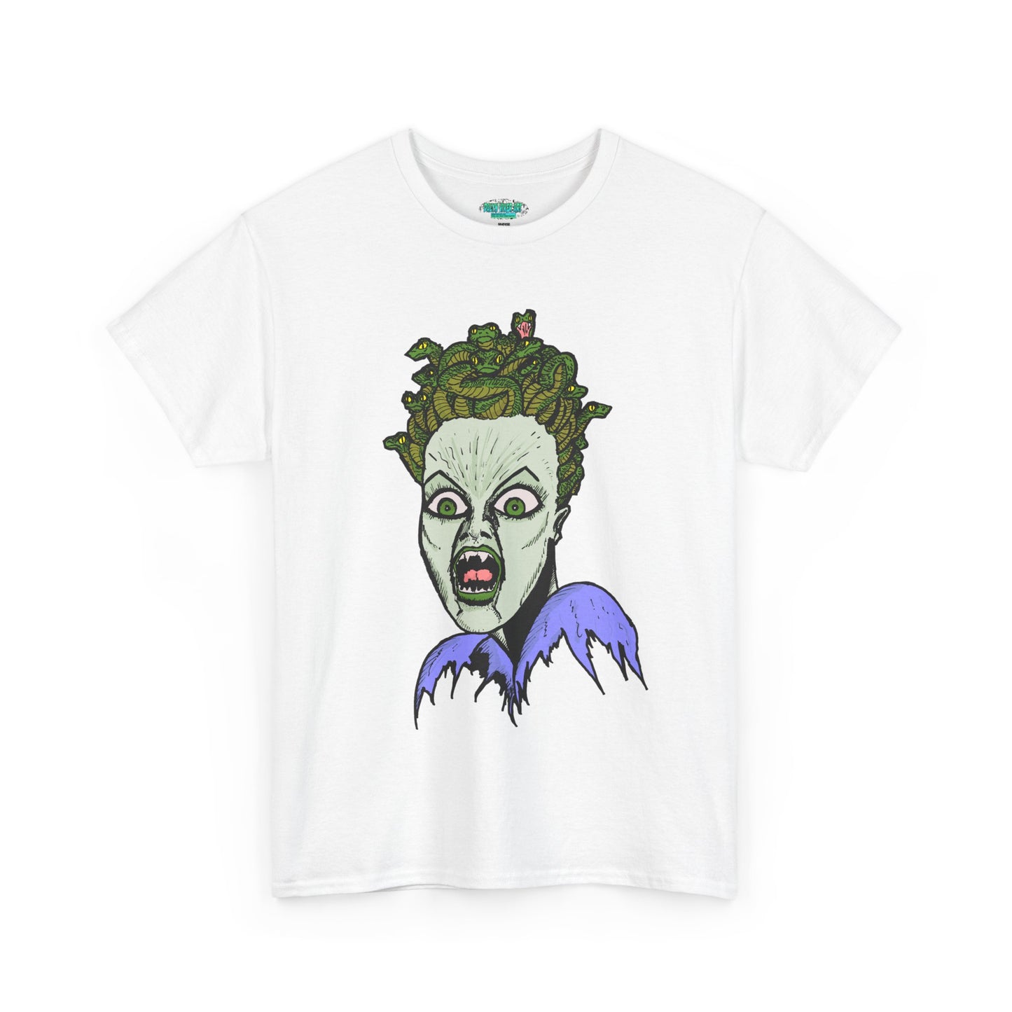 Spooky Medusa Unisex Heavy Cotton Tee - Perfect for Halloween, Horror Fans, Casual Wear, Party Outfits, Graphic Tees