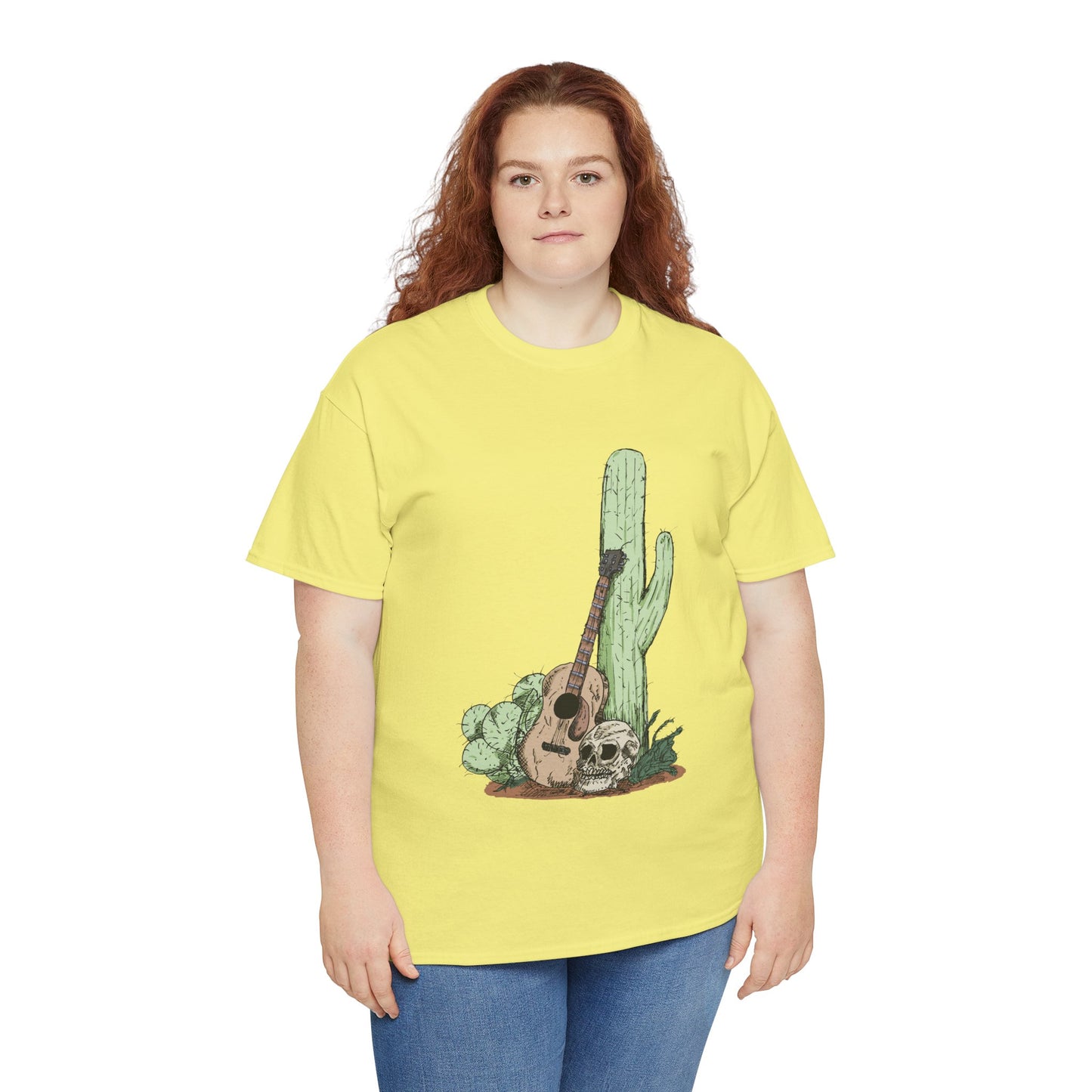 Desert Vibe Graphic Tee - Unisex Heavy Cotton Shirt, Boho Cactus Shirt, Guitar Lover's Gift, Summer Top, Music T-Shirt
