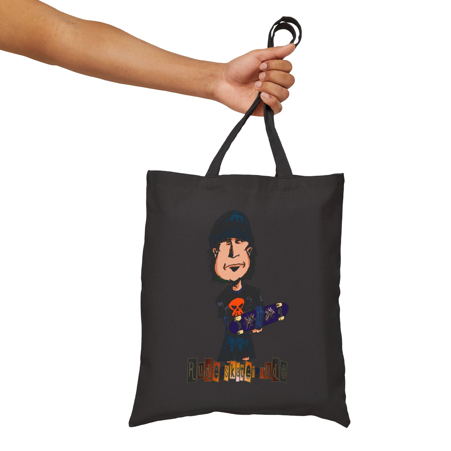 Rude Skater Dude - Skater Kid Cartoon Canvas Tote Bag