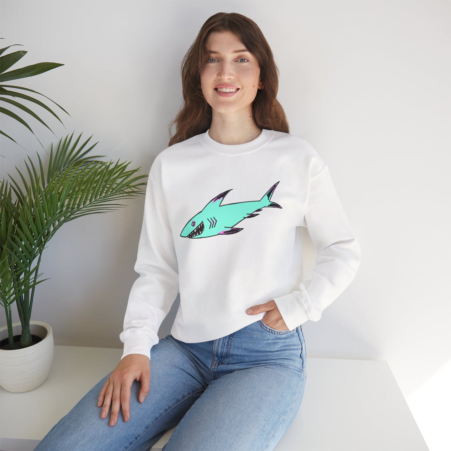 Charming Shark Graphic Sweatshirt - Unisex Heavy Blend™ Crewneck