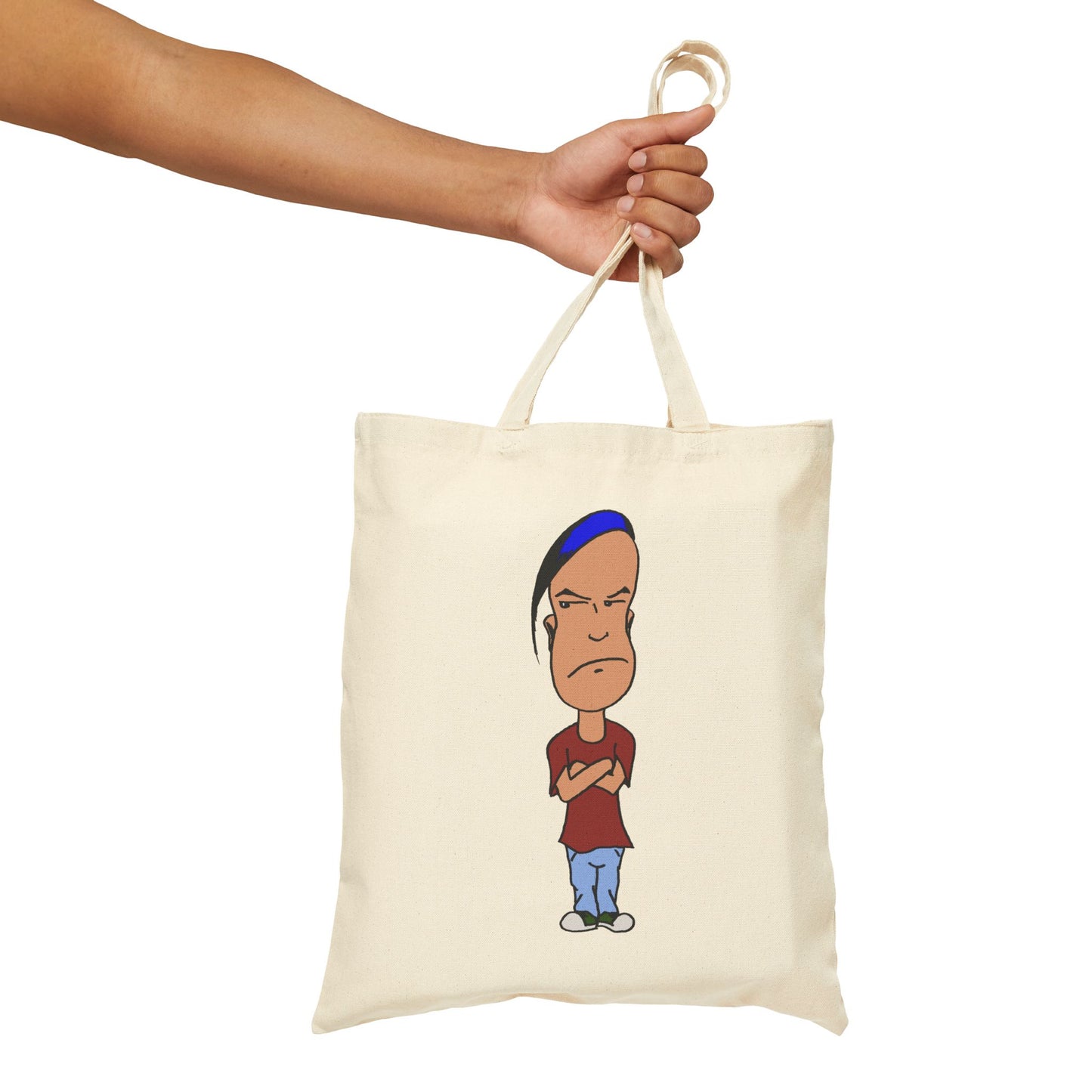 Smug - Canvas Tote Bag — Cartoon Grumpy Teen Character Illustration