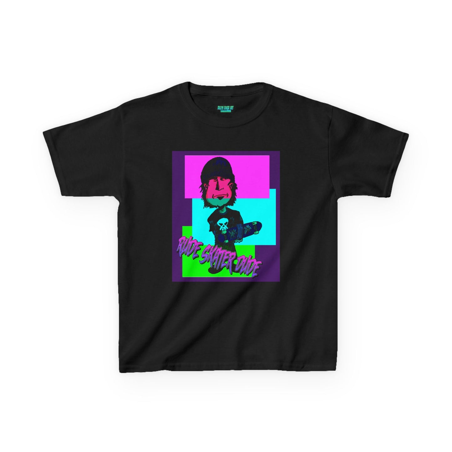 Kids Tee — Retro Neon Rude Skater Dude Kid Graphic T-Shirt