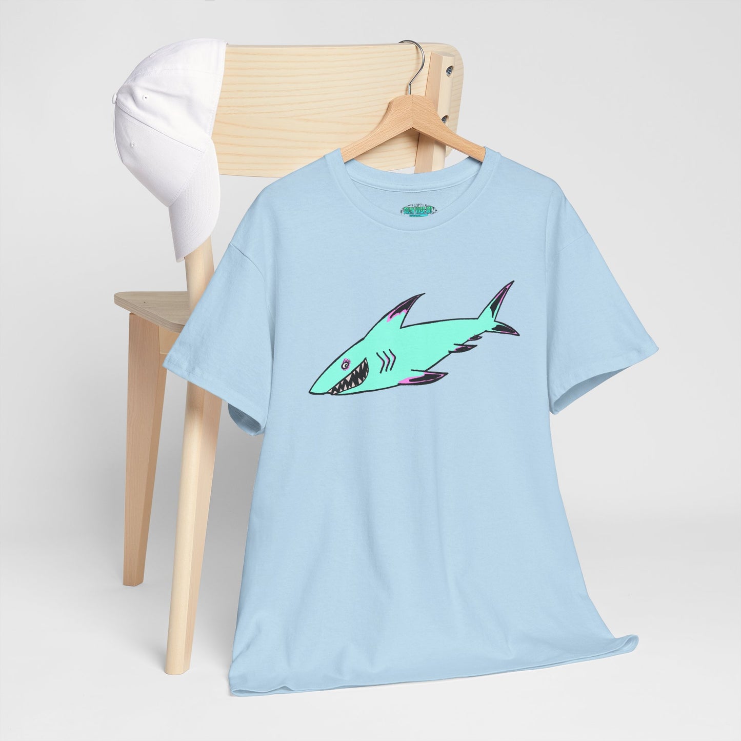 Cool Shark Graphic Unisex Heavy Cotton Tee, Ocean Lover Shirt, Beachwear, Casual Everyday Tee, Gift for Sharks Fans