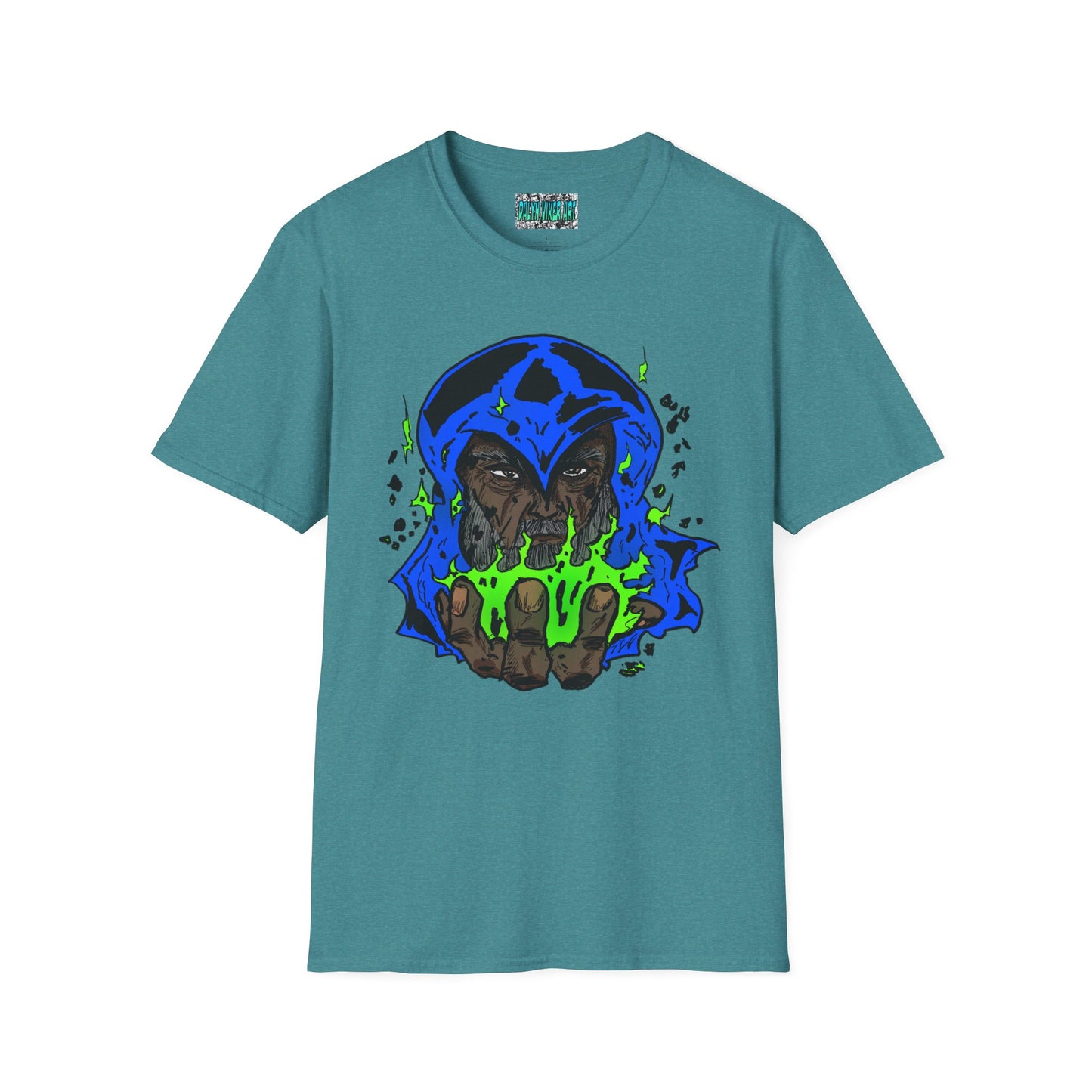 Cosmic Wizard Unisex T-Shirt - Mystical Sorcery and Magical Fire Design