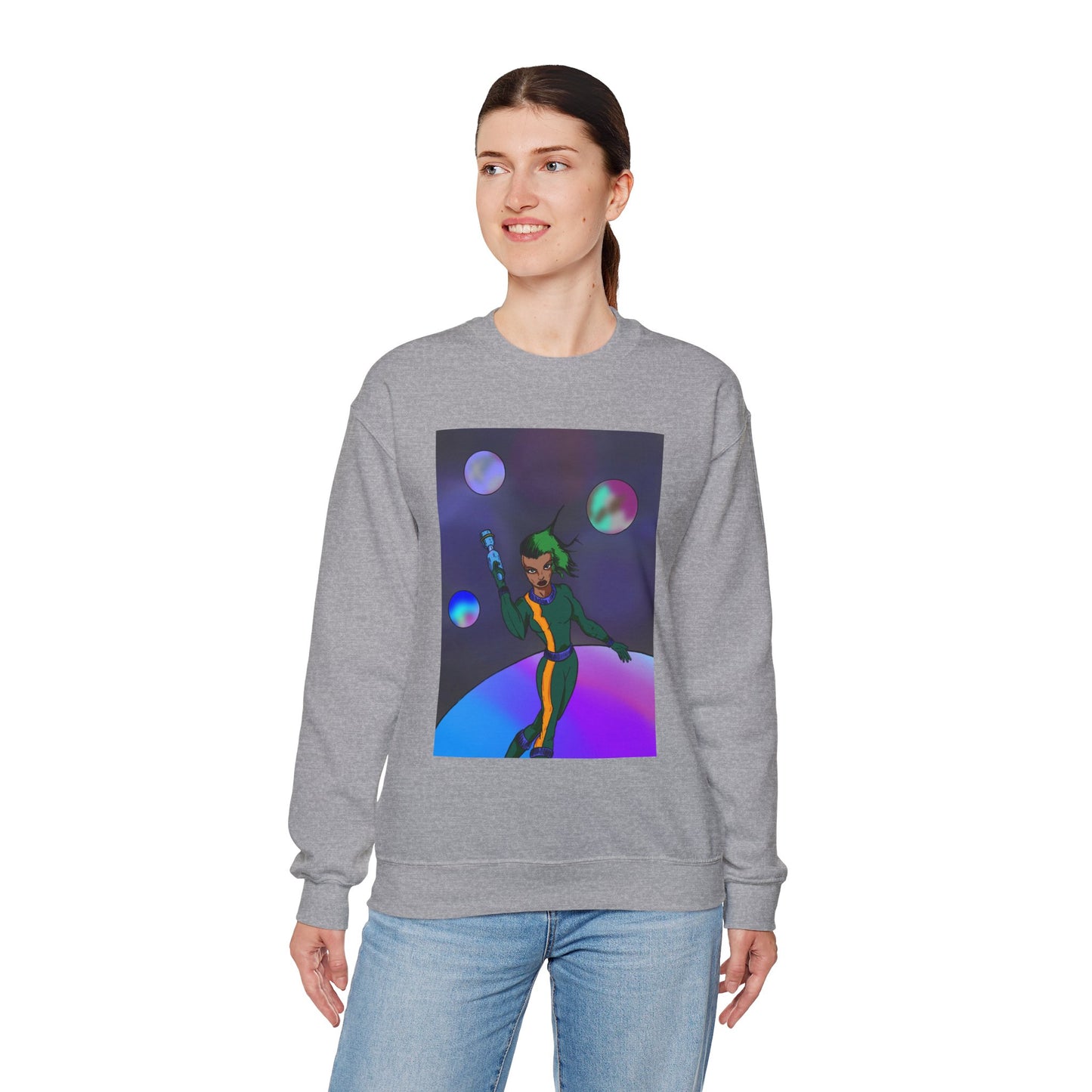 Cosmic Character Crewneck Sweatshirt – Fun, Unisex Design for Casual Style