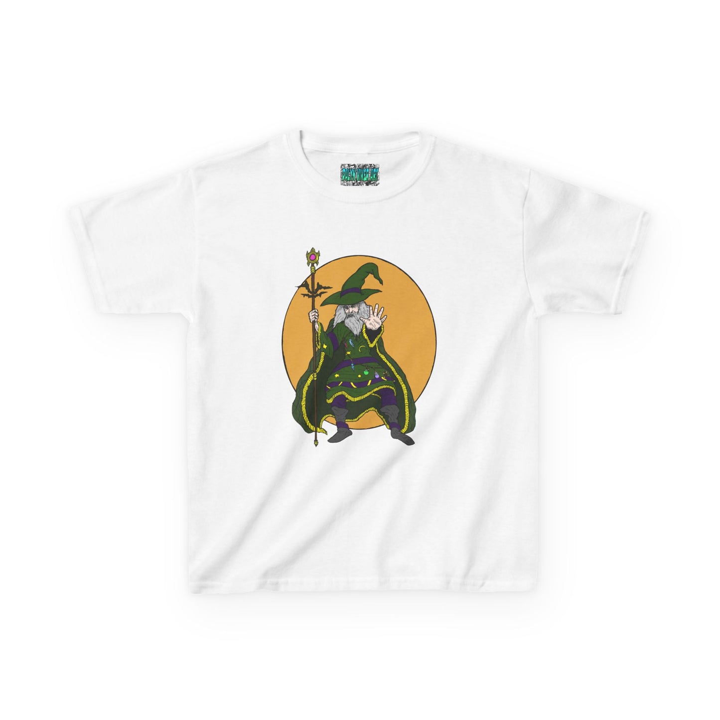 Wizard Holding a Magical Staff Kids Heavy Cotton™ Tee