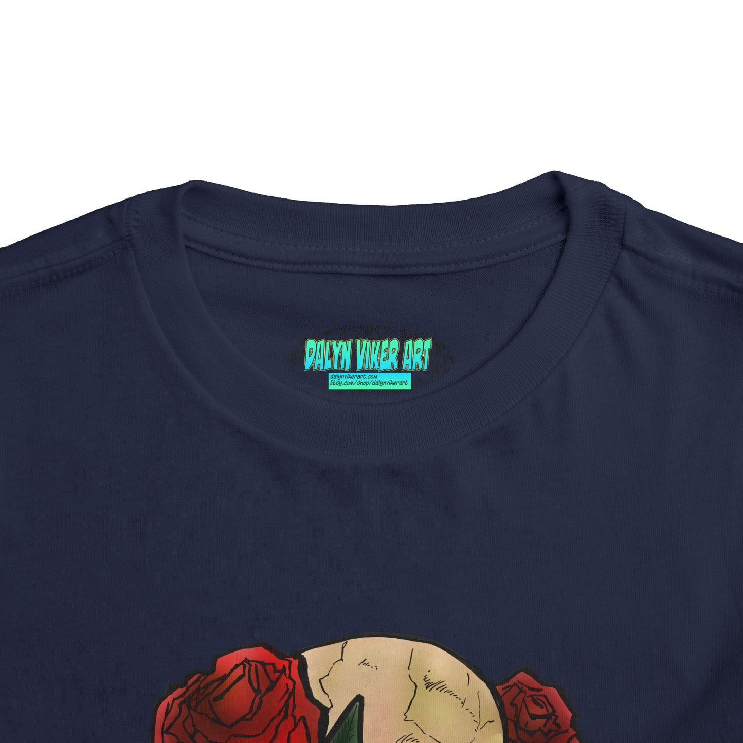 Toddler Tee — Skull with Red Roses Graphic