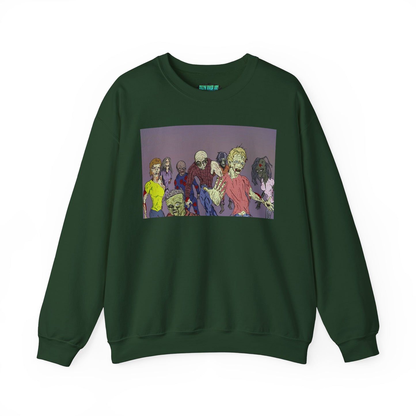 Zombie-Themed Unisex Crewneck Sweatshirt - Perfect for Halloween and Horror Lovers