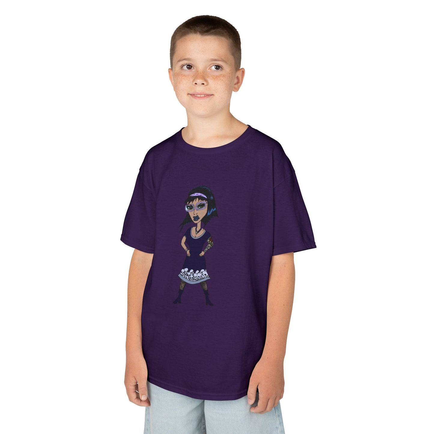 Kids Tee — Vintage Gothic Girl Cartoon Graphic Tee for Children