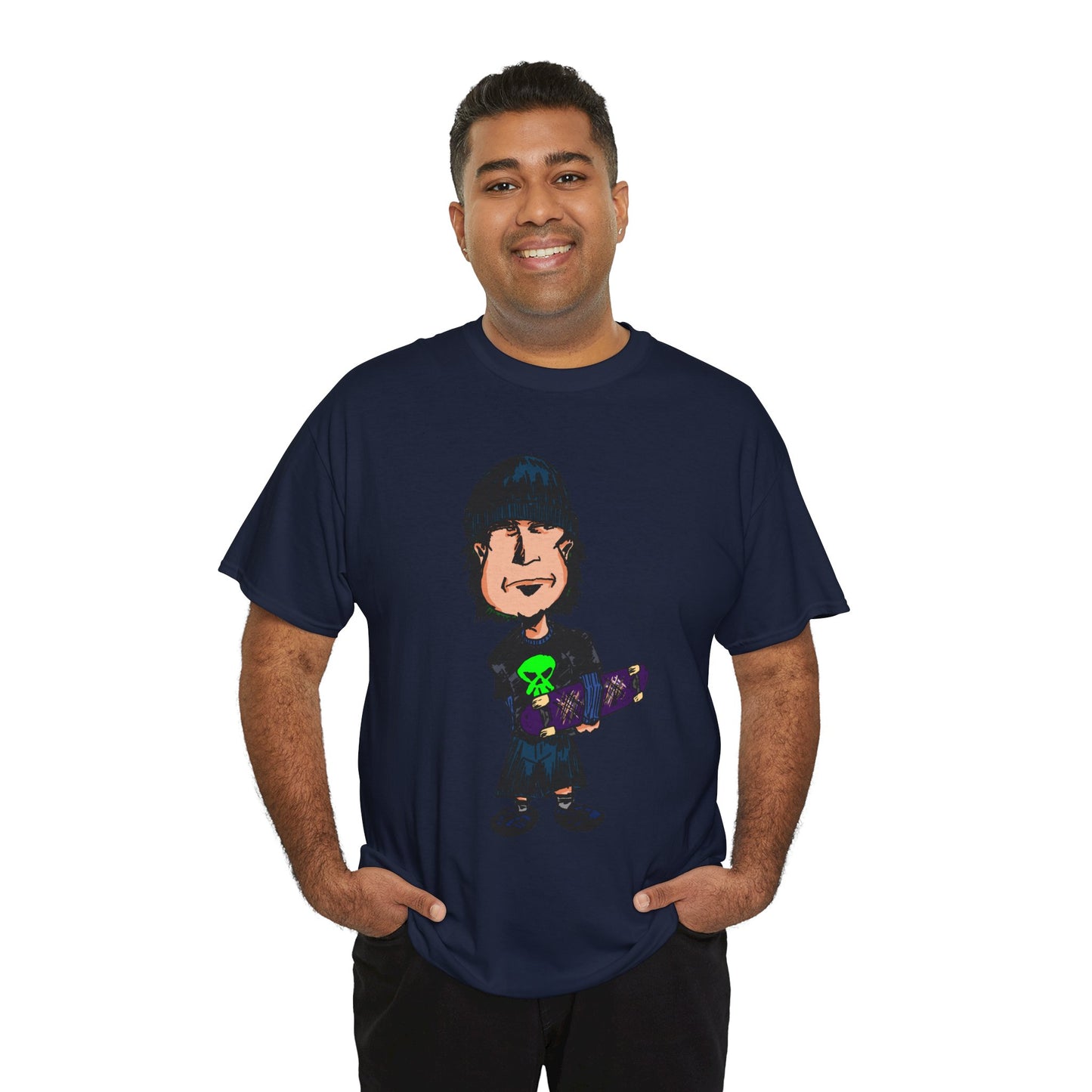 Rude Skater Dude - Skate Punk Cartoon Tee – Boy with Skateboard Graphic Shirt