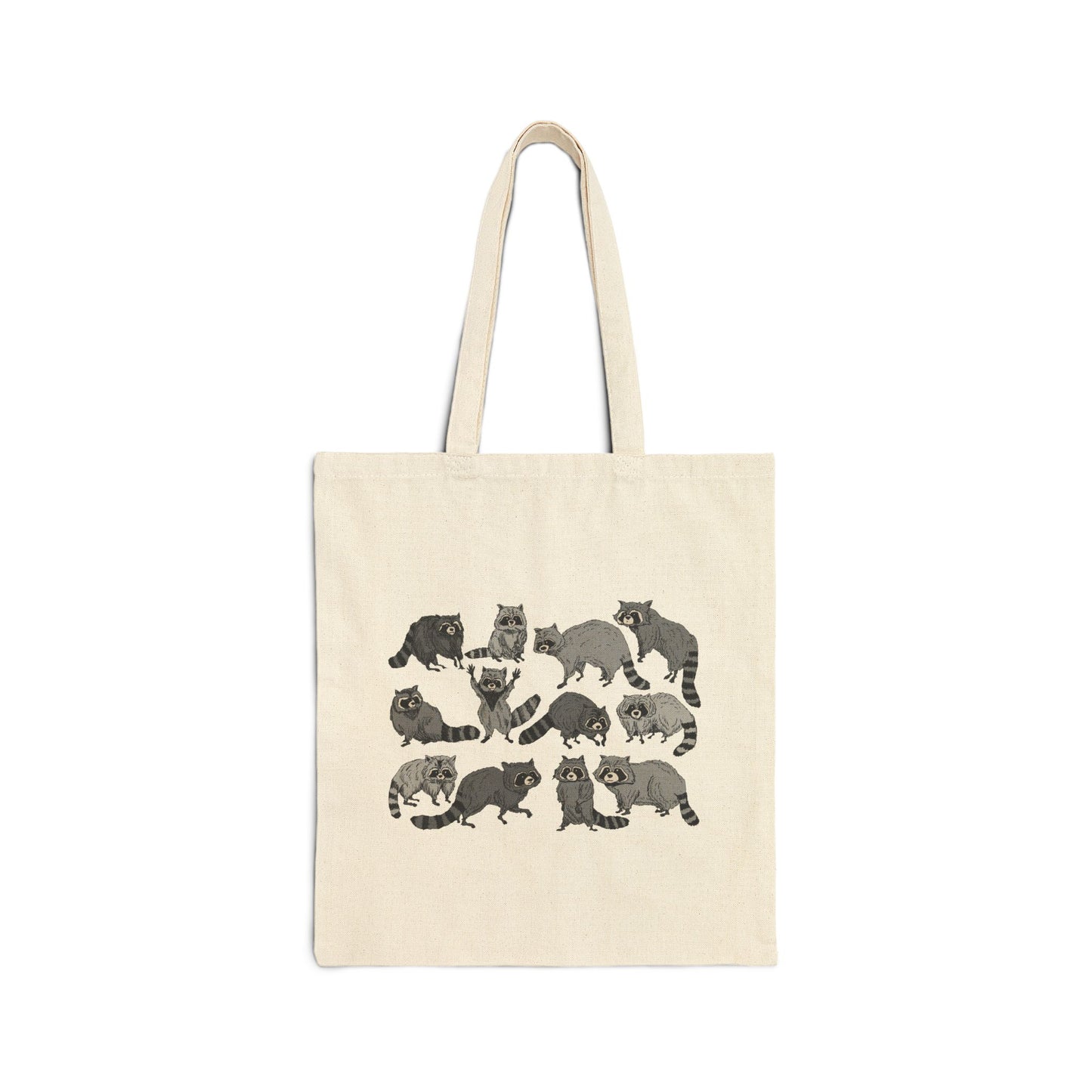 Raccoon Sketches Canvas Tote Bag – Cute Raccoons Illustration Reusable Grocery Bag
