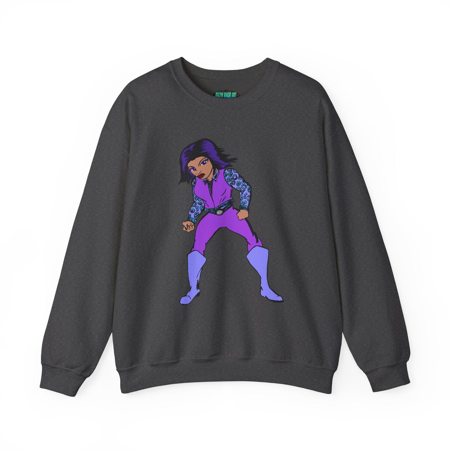 Vintage Retro Hero Crewneck Sweatshirt with Bold Graphic Design