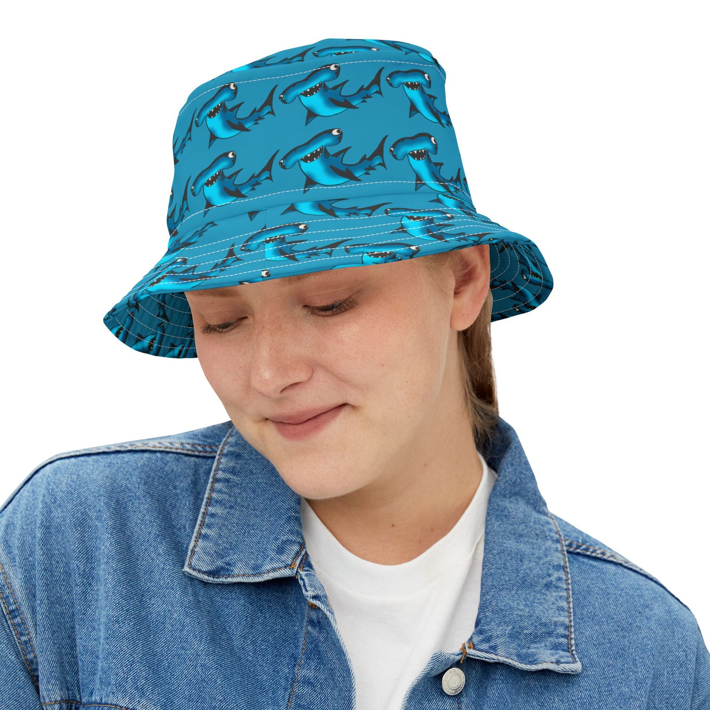 Shark Print Bucket Hat - Fun Beachwear for Summer Adventures