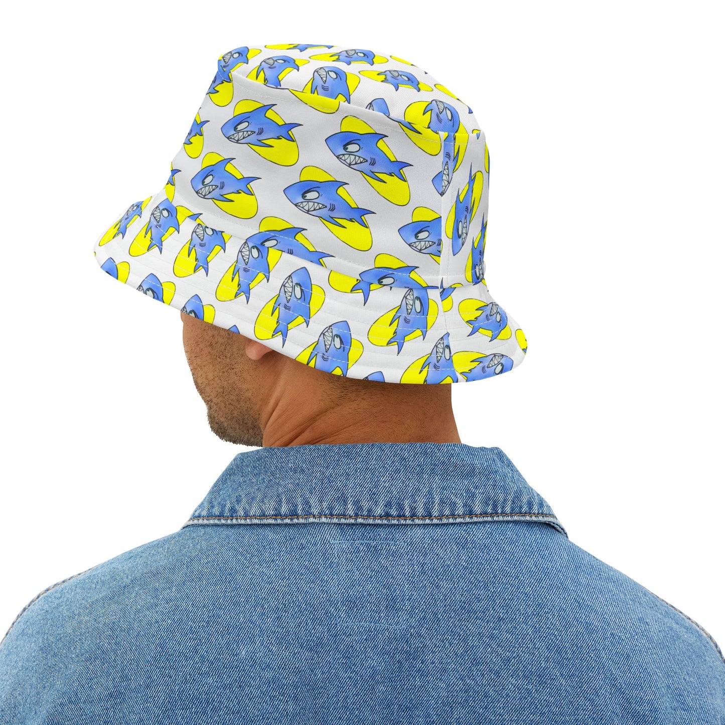 Colorful Shark-Themed Bucket Hat, Fun Summer Accessory, Perfect for Festivals, Gifts for Sea Life Lovers, Unique Animal Print Hat
