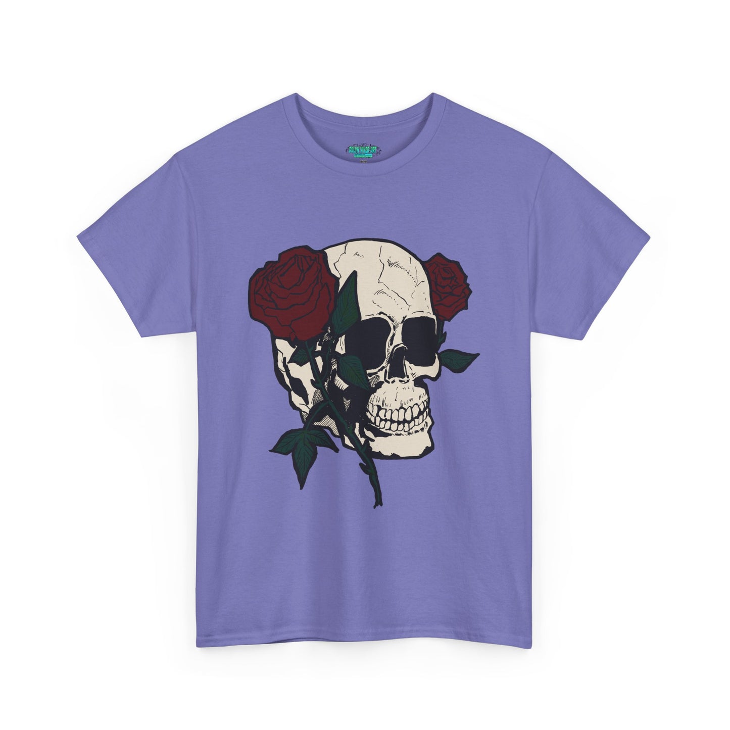 Skull and Roses Unisex Heavy Cotton Tee - Edgy Graphic T-Shirt for Impactful Style