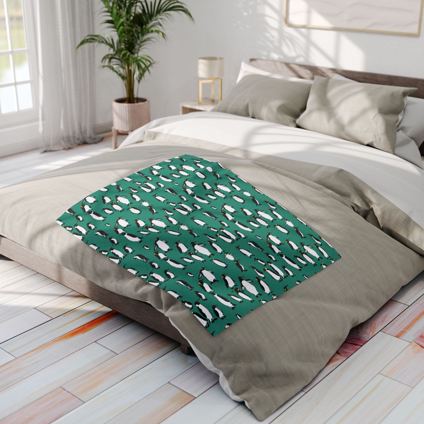 Rookery of Penguins - Greenish - Arctic Fleece Blanket