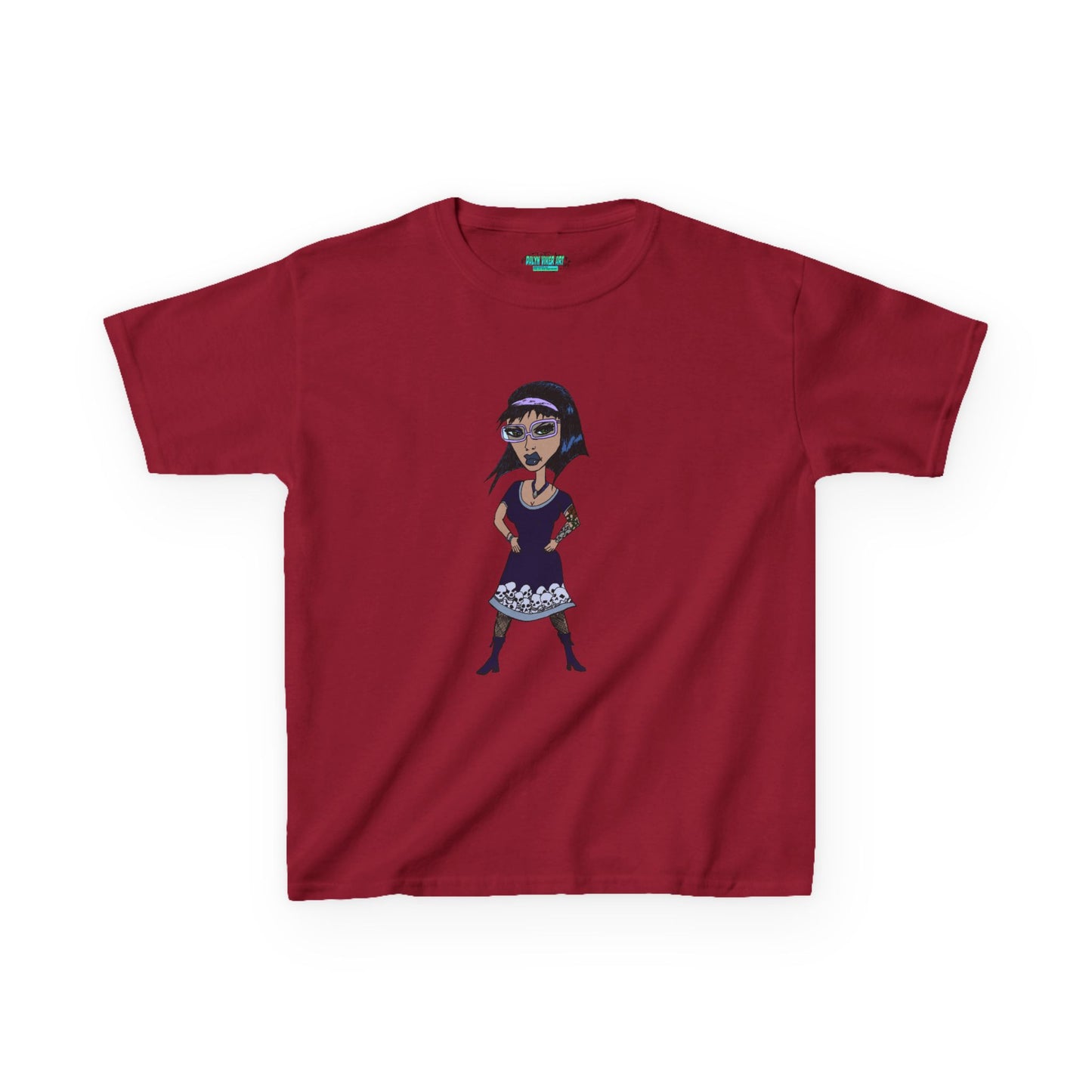 Kids Tee — Vintage Gothic Girl Cartoon Graphic Tee for Children