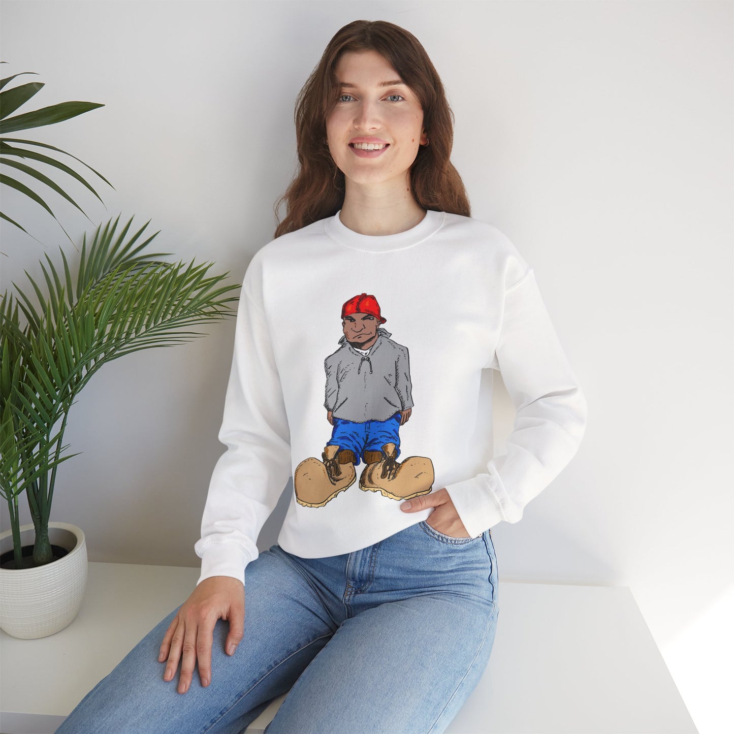 Urban Street Fun Character Boots Art Unisex Crewneck Sweatshirt