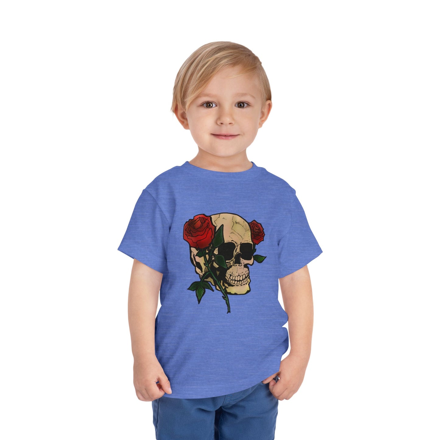 Toddler Tee — Skull with Red Roses Graphic