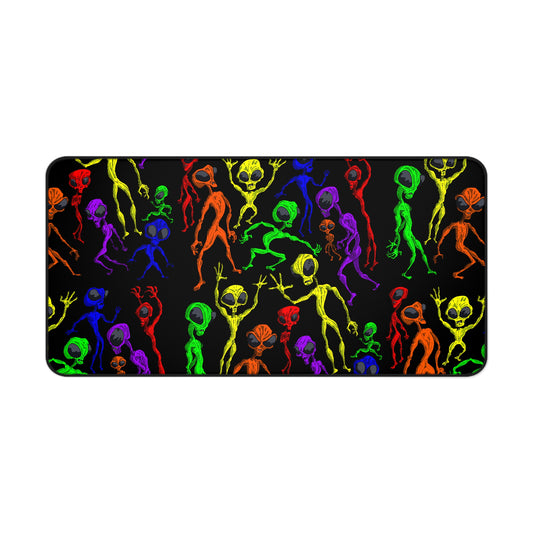 Alien Dance Party Colorful Desk Mat, Fun Office Decor, Playful Workspace Accessory, Great for Kids, Unique Gift for Nerds