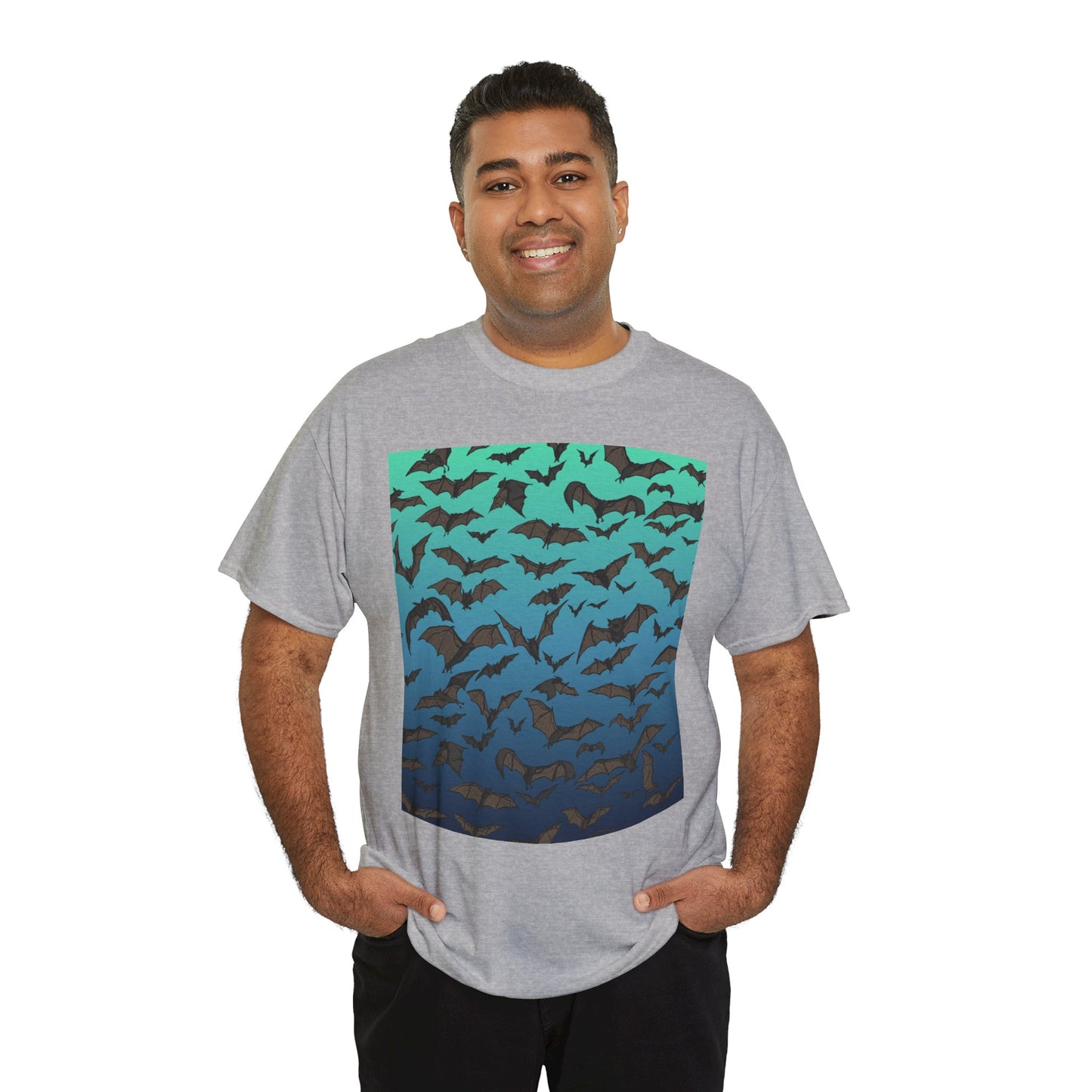 Bat Swarm Graphic Tee — Gradient Night Flight T-Shirt
