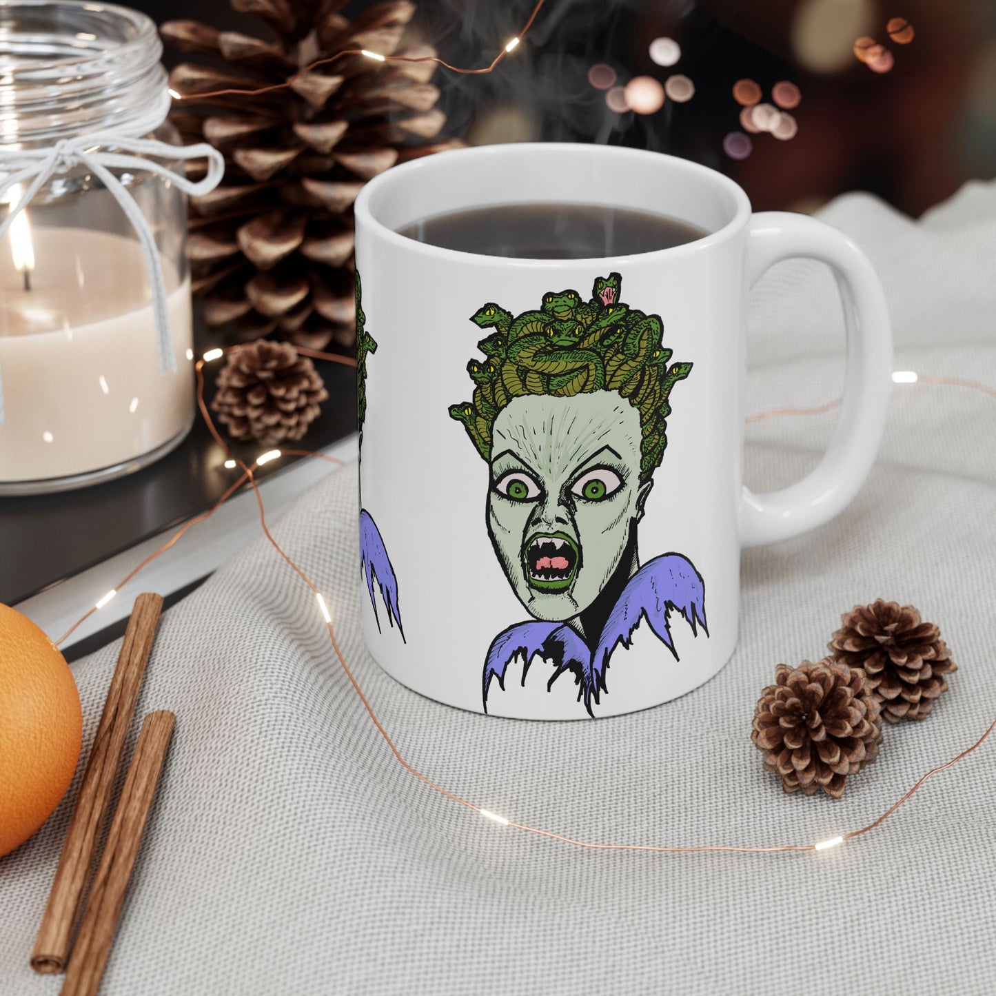 Spooky Medusa Ceramic Mug | Halloween Gift, Unique Coffee Cup, Witchy Decor, Fun Home Accessory, Creepy Art Drinkware