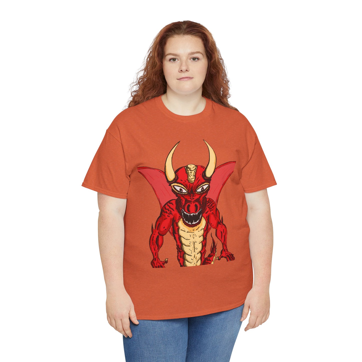 Bold Red Dragon Unisex Heavy Cotton Tee | Graphic Shirt for Anime Fans, Party Wear, Casual Outfit, Gift for Him/Her