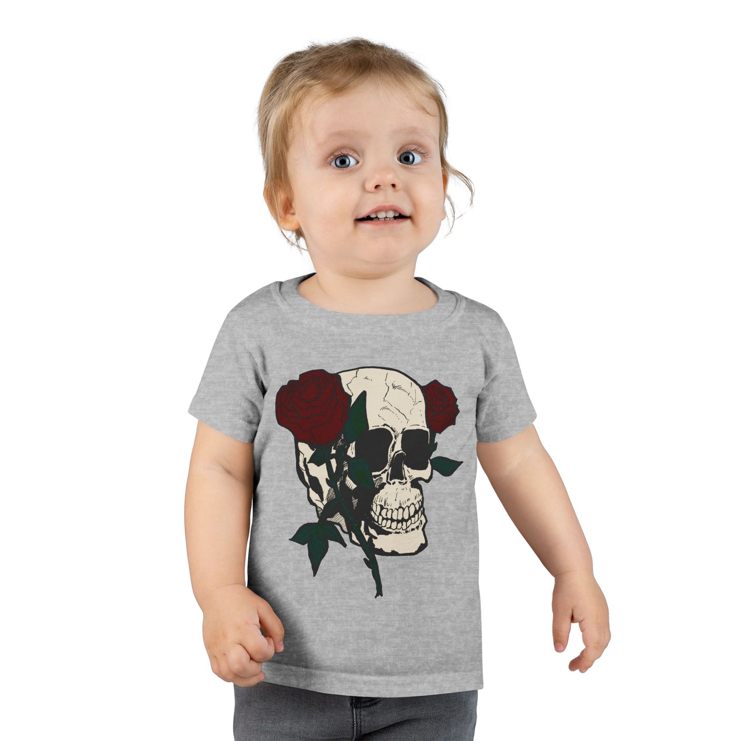 Skull & Roses Toddler T-Shirt - Cute Gothic Style Clothing for Kids