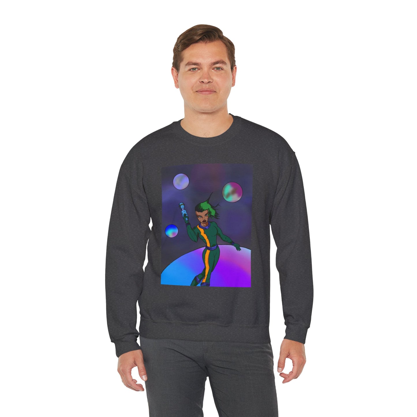 Cosmic Character Crewneck Sweatshirt – Fun, Unisex Design for Casual Style