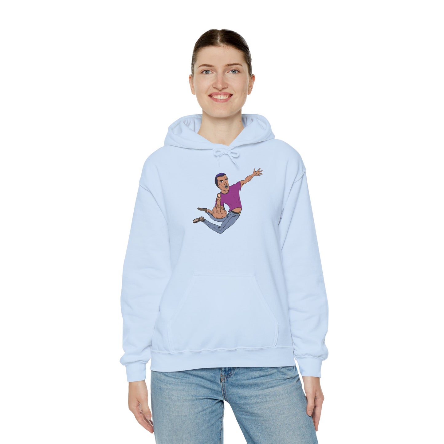 Funny Flying Eff Unisex Hooded Sweatshirt with Cartoon Design, Casual Hoodie, Gift for Friends, Birthday Gift, Loungewear