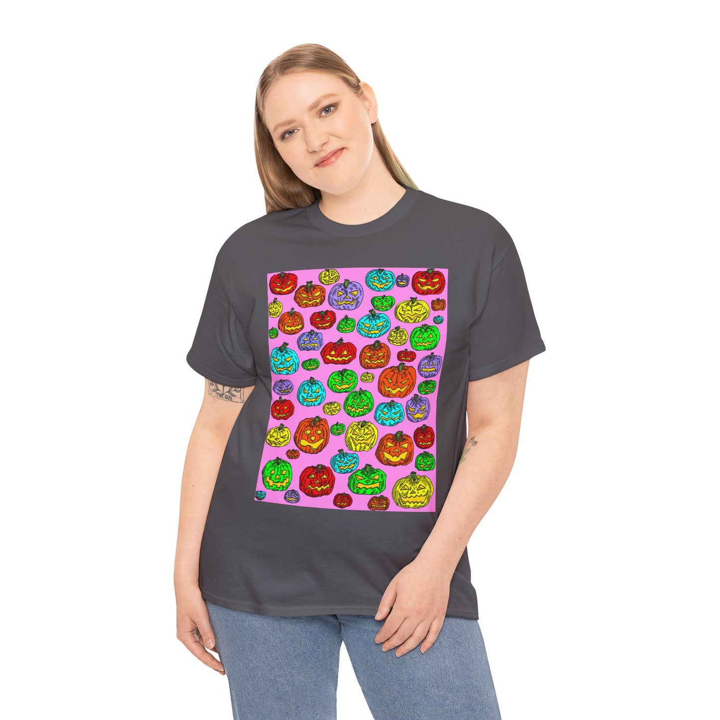 Colorful Pumpkin Graphic Tee, Unisex Cotton T-Shirt, Halloween Costume, Fall Apparel, Trendy Graphic Shirt, Casual Wear