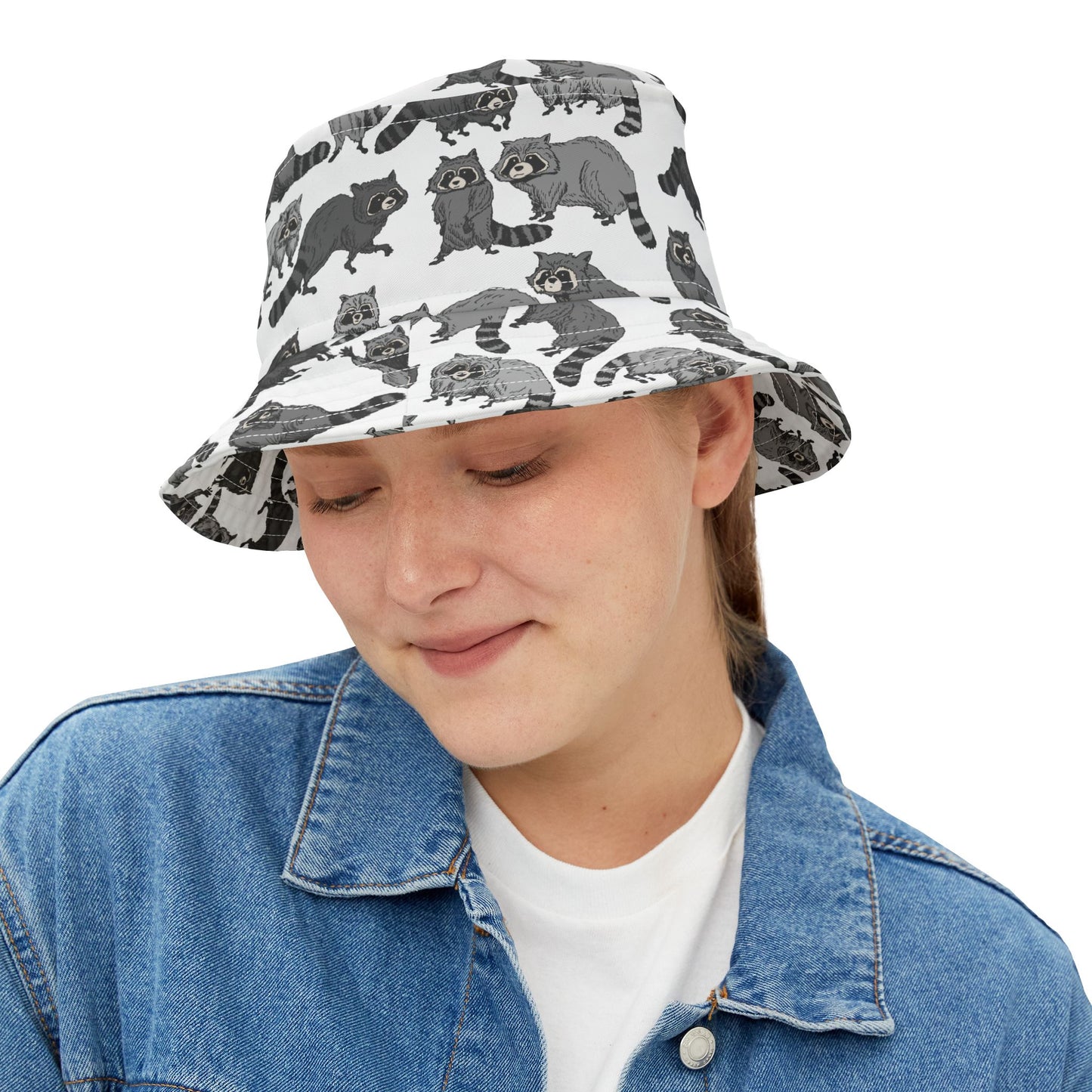 Raccoon Pattern Bucket Hat - Trendy Summer Accessory, Gift for Animal Lovers, Outdoor Festivals, Beach Days, Stylish Headwear