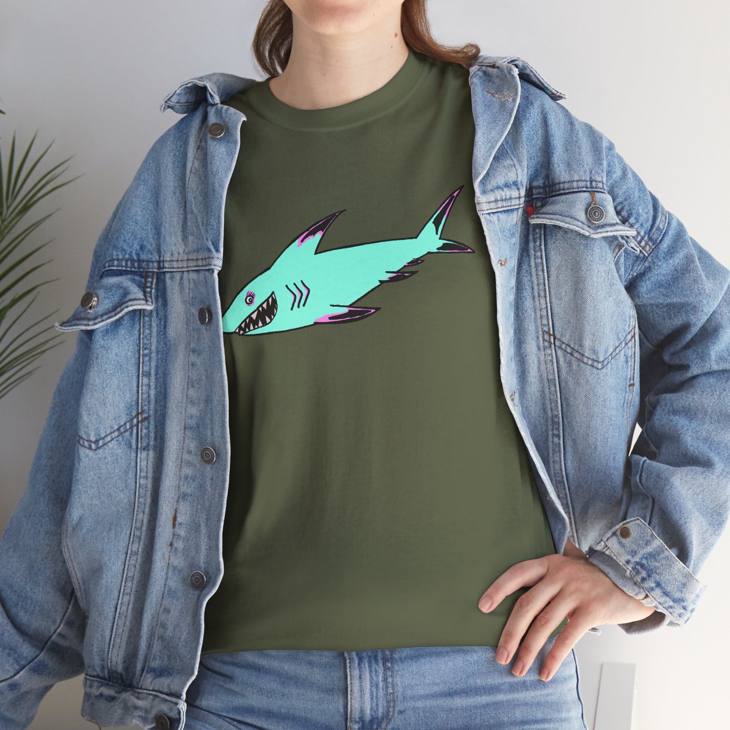Cool Shark Graphic Unisex Heavy Cotton Tee, Ocean Lover Shirt, Beachwear, Casual Everyday Tee, Gift for Sharks Fans