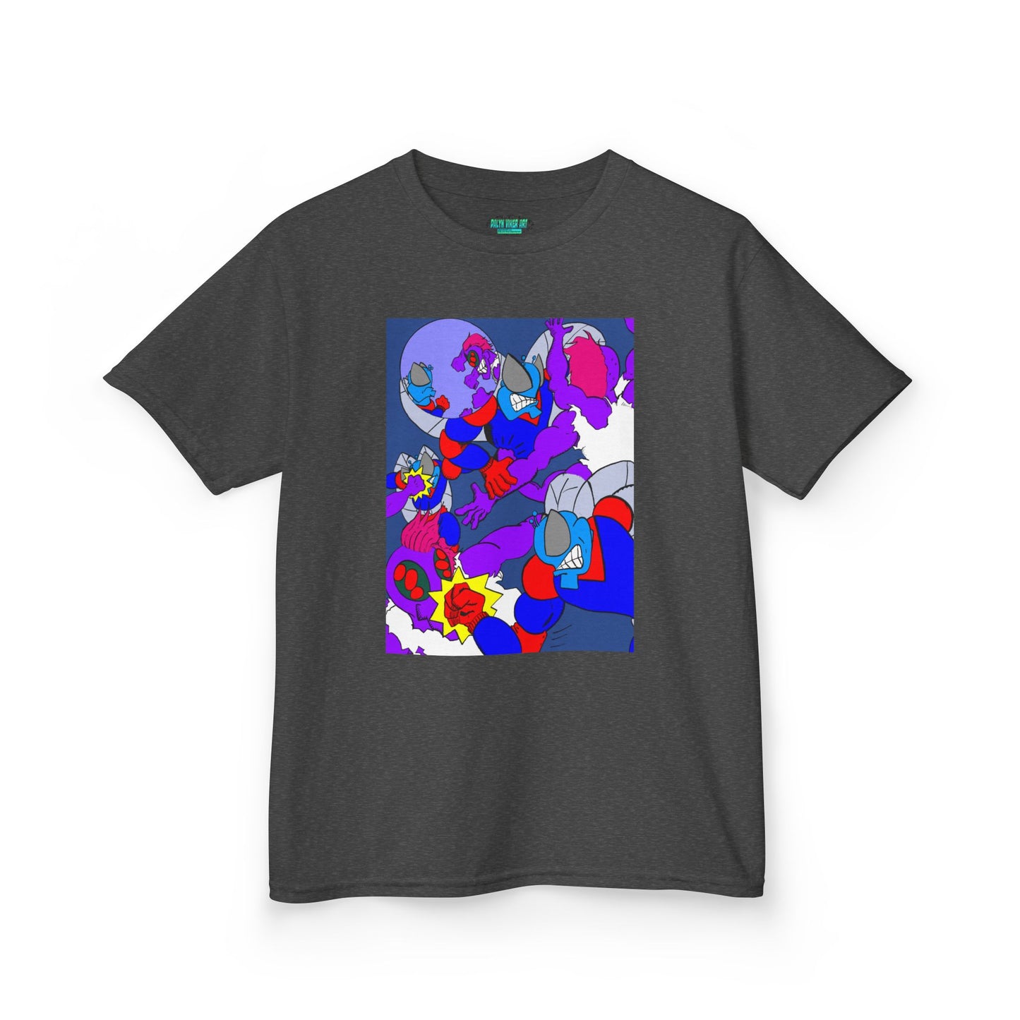 The Astounding Astro-Fly vs The Spiders! Colorful Cartoon Kids Heavy Cotton™ Tee - Fun & Playful Design