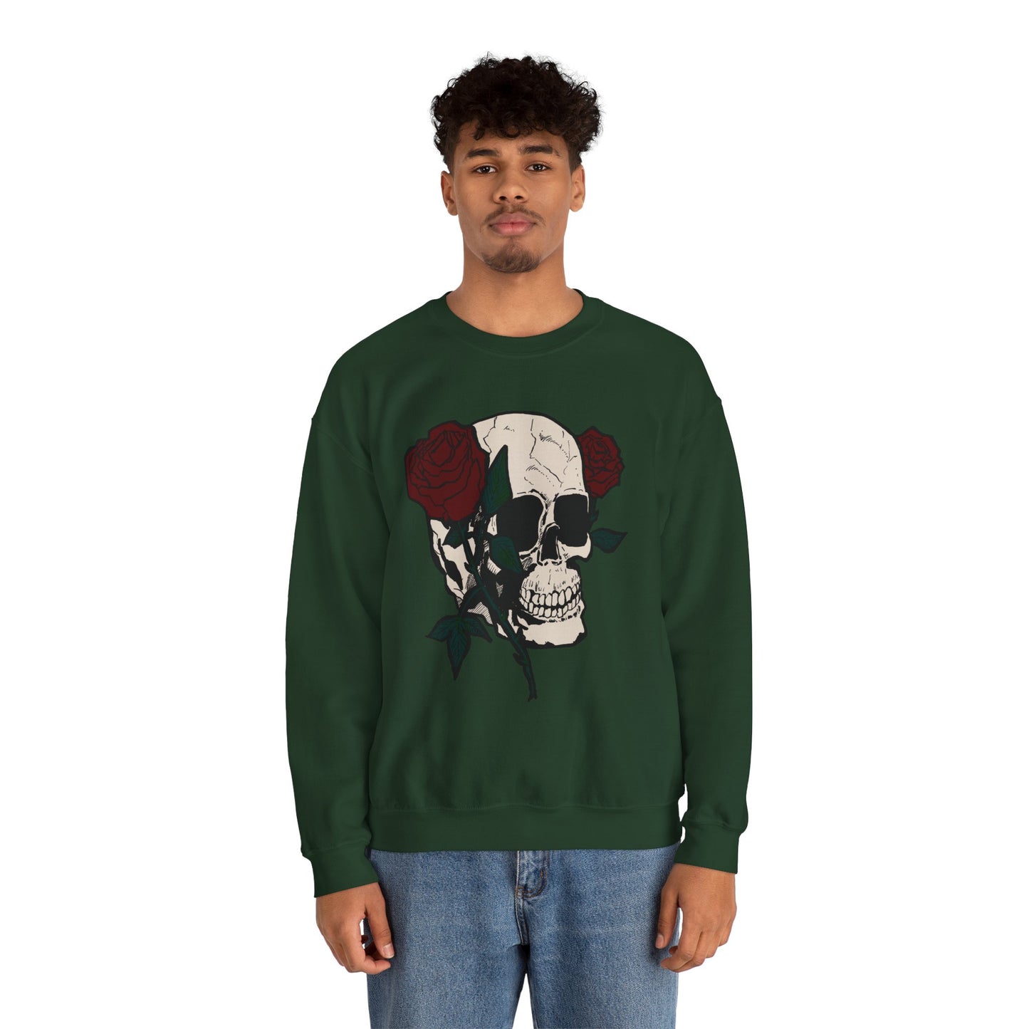 Skull & Rose Crewneck Sweatshirt - Unisex Heavy Blend™