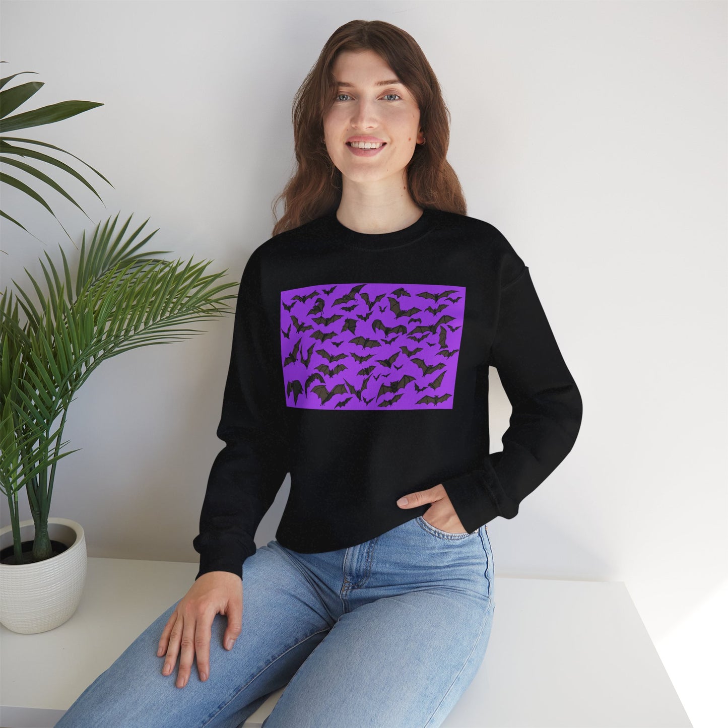 Spooky Bat Crewneck Sweatshirt for Halloween