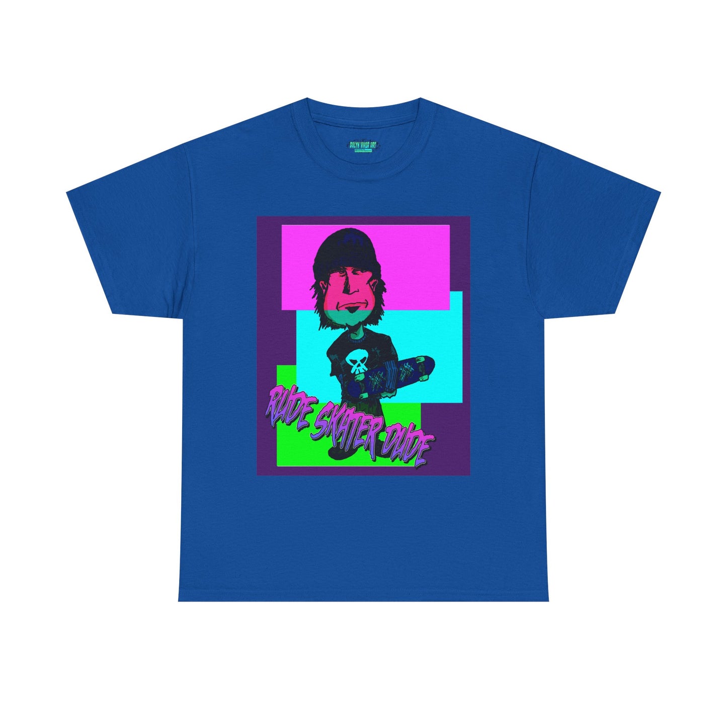 Retro Neon Skateboard Tee — "Rude Skater Dude" Graphic