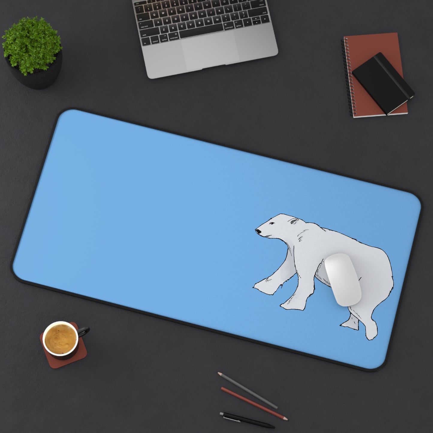 Polar Bear Desk Mat - Cute Office Decor, Wildlife Lover Gift, Functional Mouse Pad, Minimalist Design, Home Office Accessory