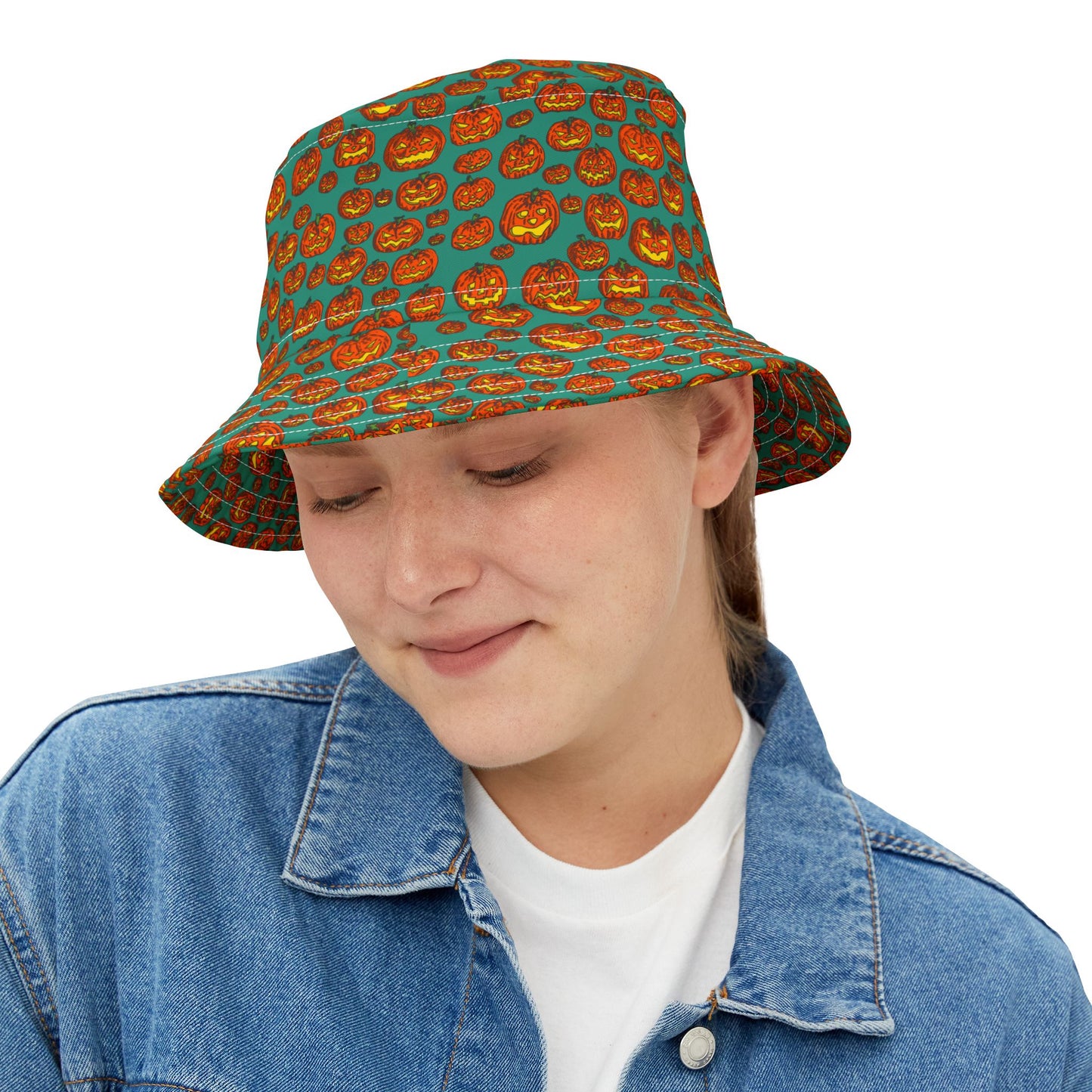 Halloween Pumpkin Bucket Hat, Cute Fall Hat, AOP Bucket Hat, Festival Gear, Trick or Treat Accessory