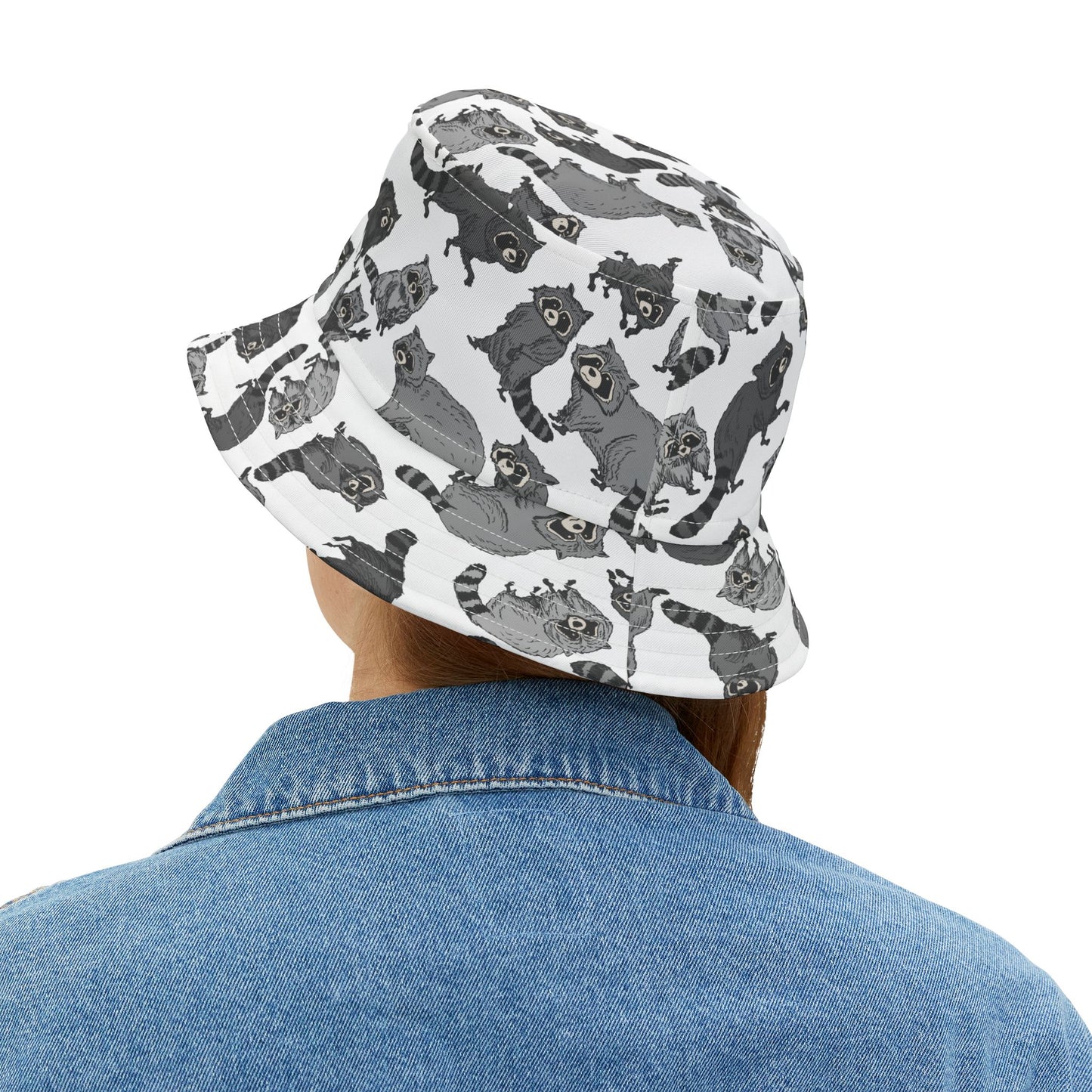 Raccoon Pattern Bucket Hat - Trendy Summer Accessory, Gift for Animal Lovers, Outdoor Festivals, Beach Days, Stylish Headwear