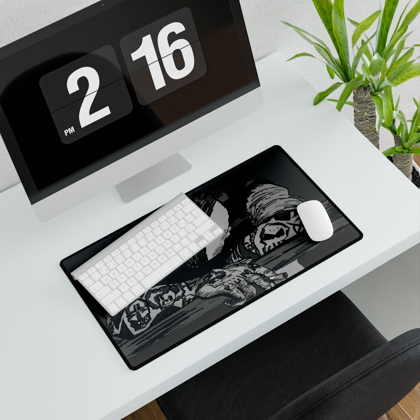 Punk and Done Tattooed Figure Desk Mat — Gothic Gaming & Office Mouse Pad and Card Playing Mat