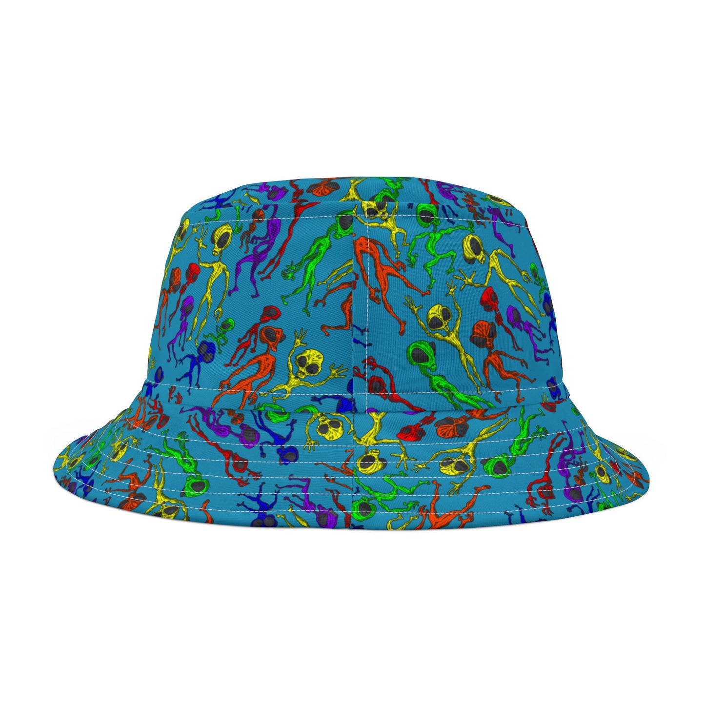 Colorful Alien Dance Party Bucket Hat, Fun Sun Protection for Festivals, Beach, Summer Vibes, Unique Gift for Kids & Adults