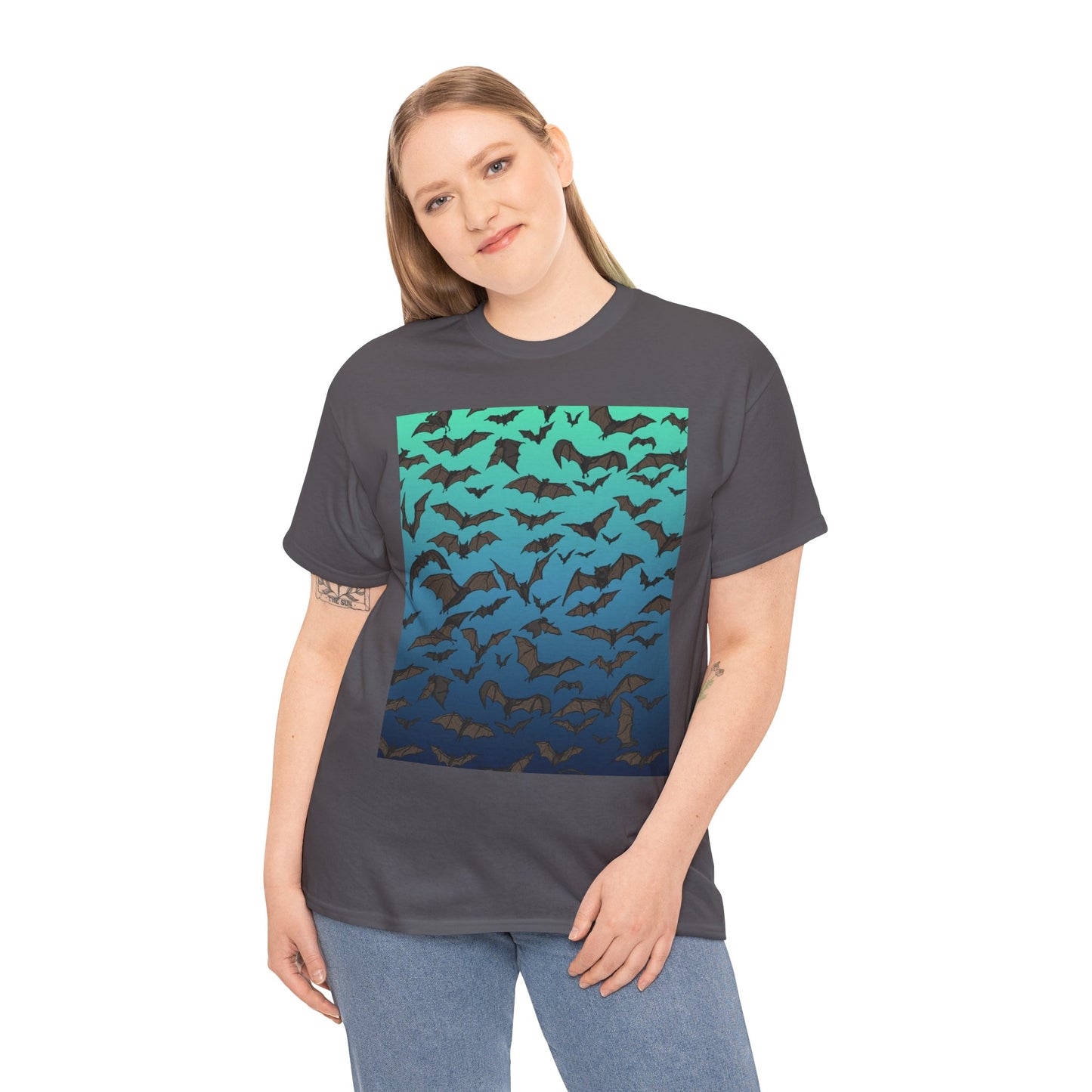 Bat Swarm Graphic Tee — Gradient Night Flight T-Shirt