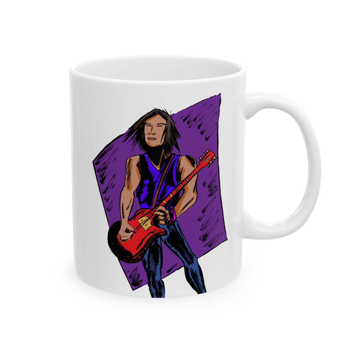 Ceramic Mug with Whimsical Rockstar Art, Unique Gift, Coffee Lover's Mug, Tea Time Essential, Colorful Drinkware